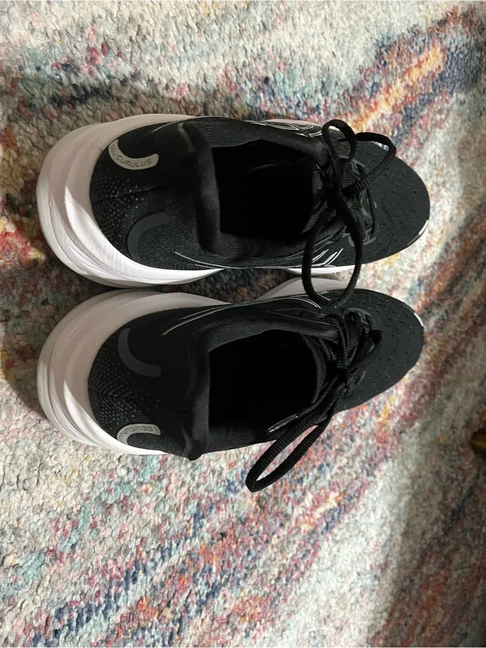 Asics Cumulus 26 Black and White Athletic Sneakers